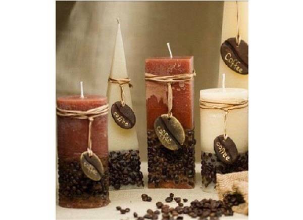 Поделки из кофейных зерен своими руками. Ароматная свеча для декора